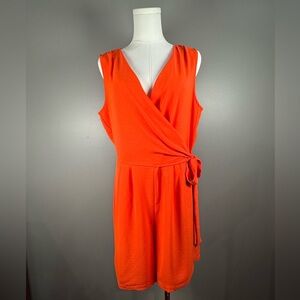 Emma & Michele Orange Wrap Romper